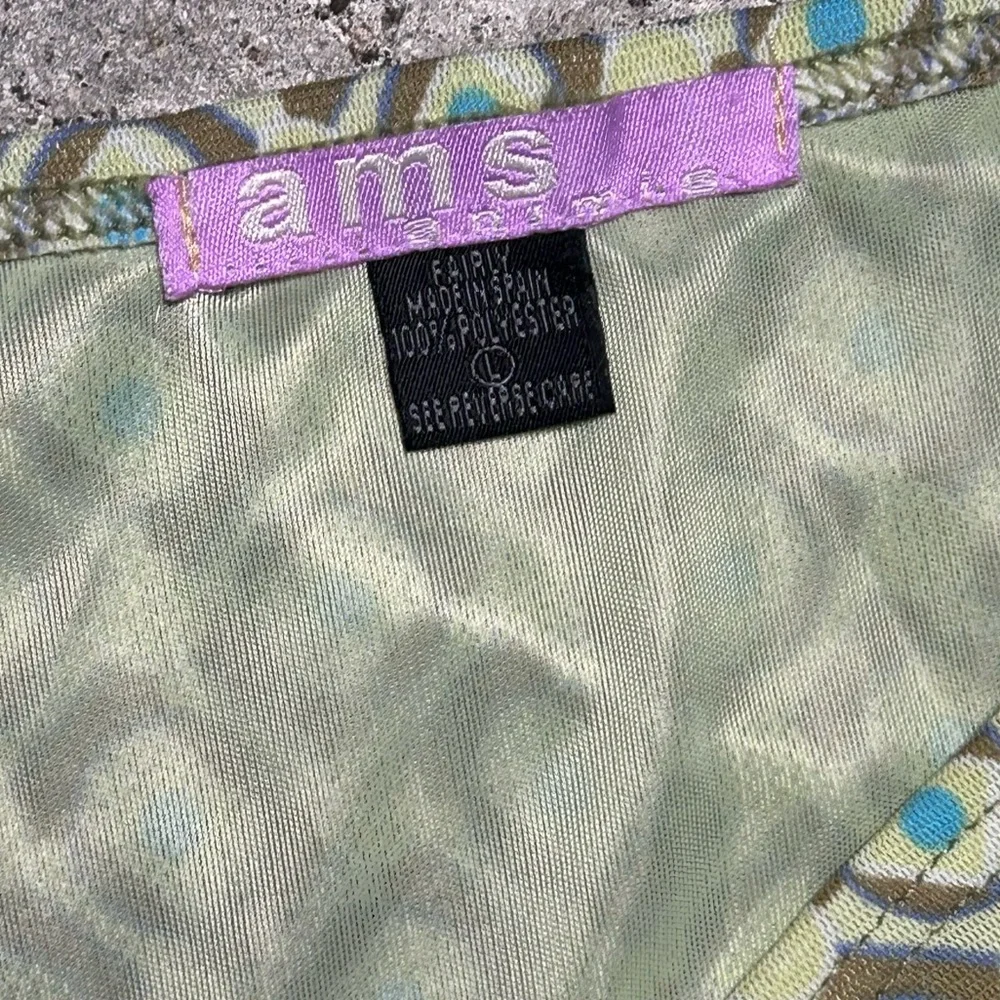 Vintage Ams Geometric Print Pencil Skirt in Light Blue & Green - Picture 3 of 4